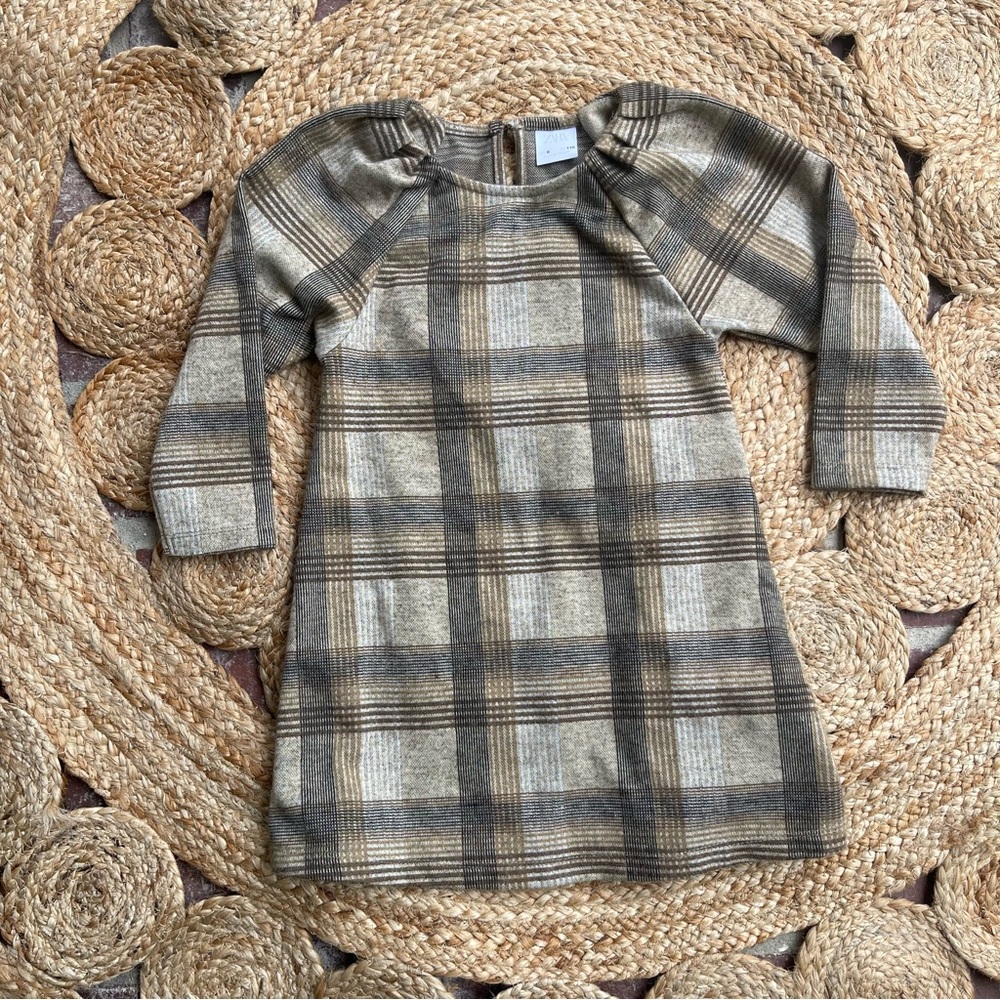 Girl's Zara Long Sleeve Plaid Dress Size 6